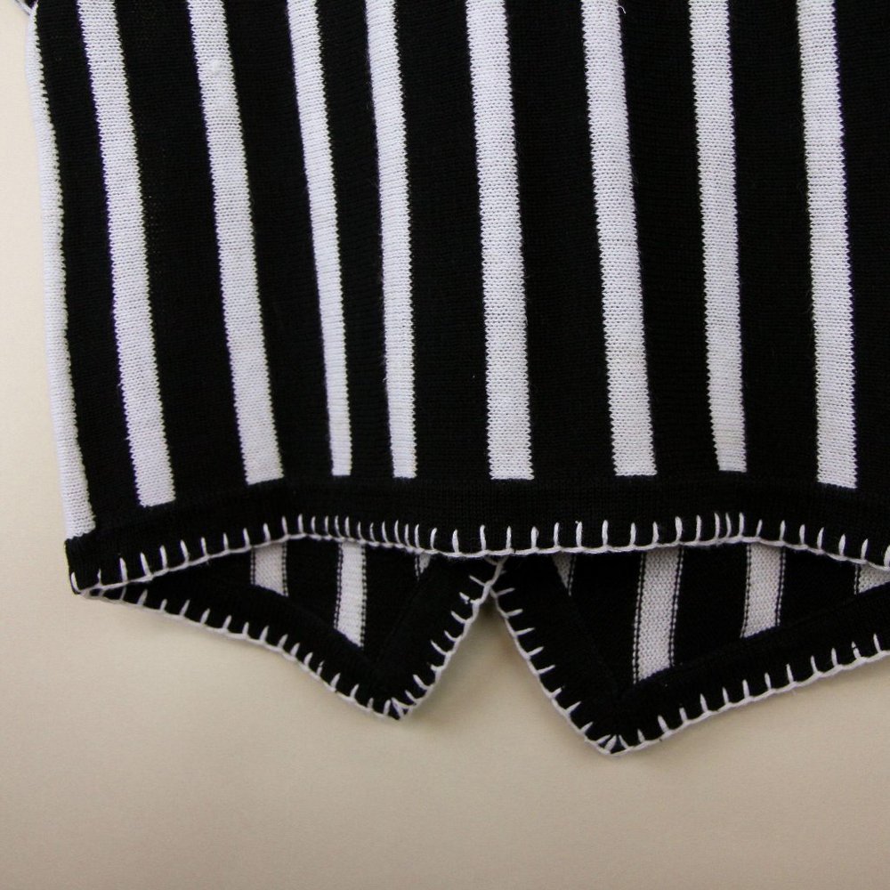 Vintage Button Knit Sweater Black White Stars Med - Picture 13 of 13